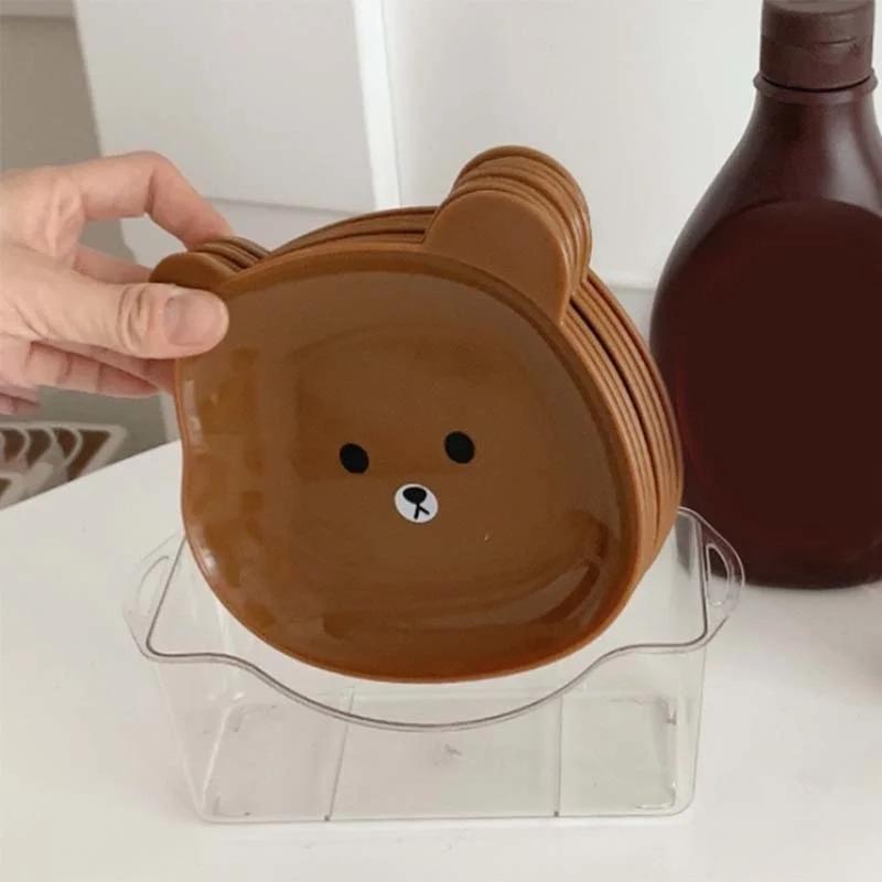 Mini Søt Tegneserieform Bjørn Spyttbeinsskål Kreativ Skrivebordsavfallsbrett Snackmatrester Fruktfat Kawaii Kjøkkenbordsservise
