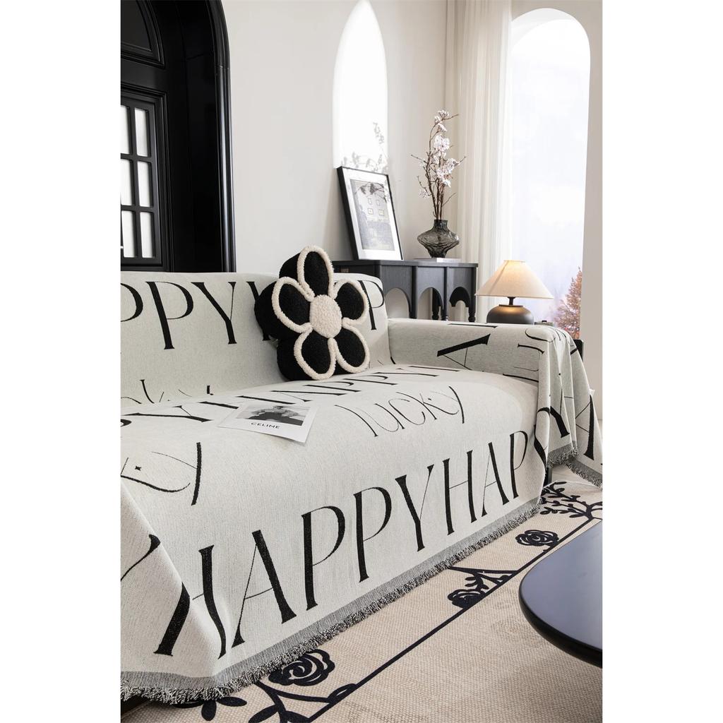 Knit Sofa Cover Sofa Towel Chenille Black White Couch Cover Pet Mat Living Room Sofa Slipcover Throw Blanket