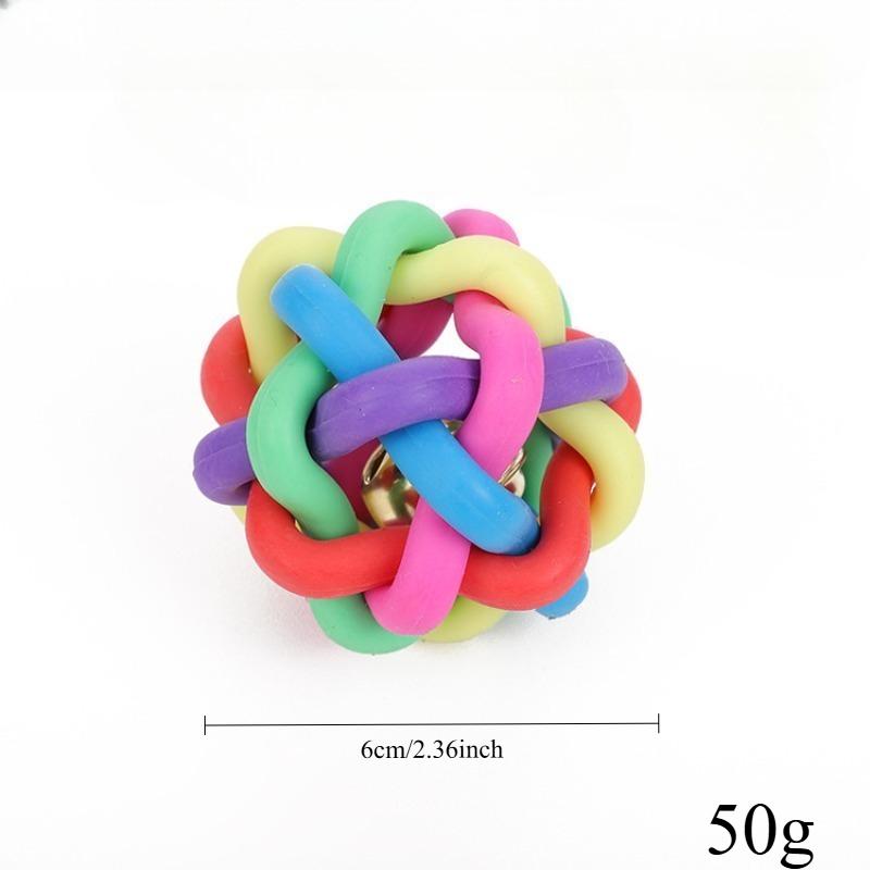 10/12PCS Colorful Bell Woven Ball Dog Toy Hard Rubber Chew Ball with Rainbow Design Interactive Pet Product for Dogs Puppy