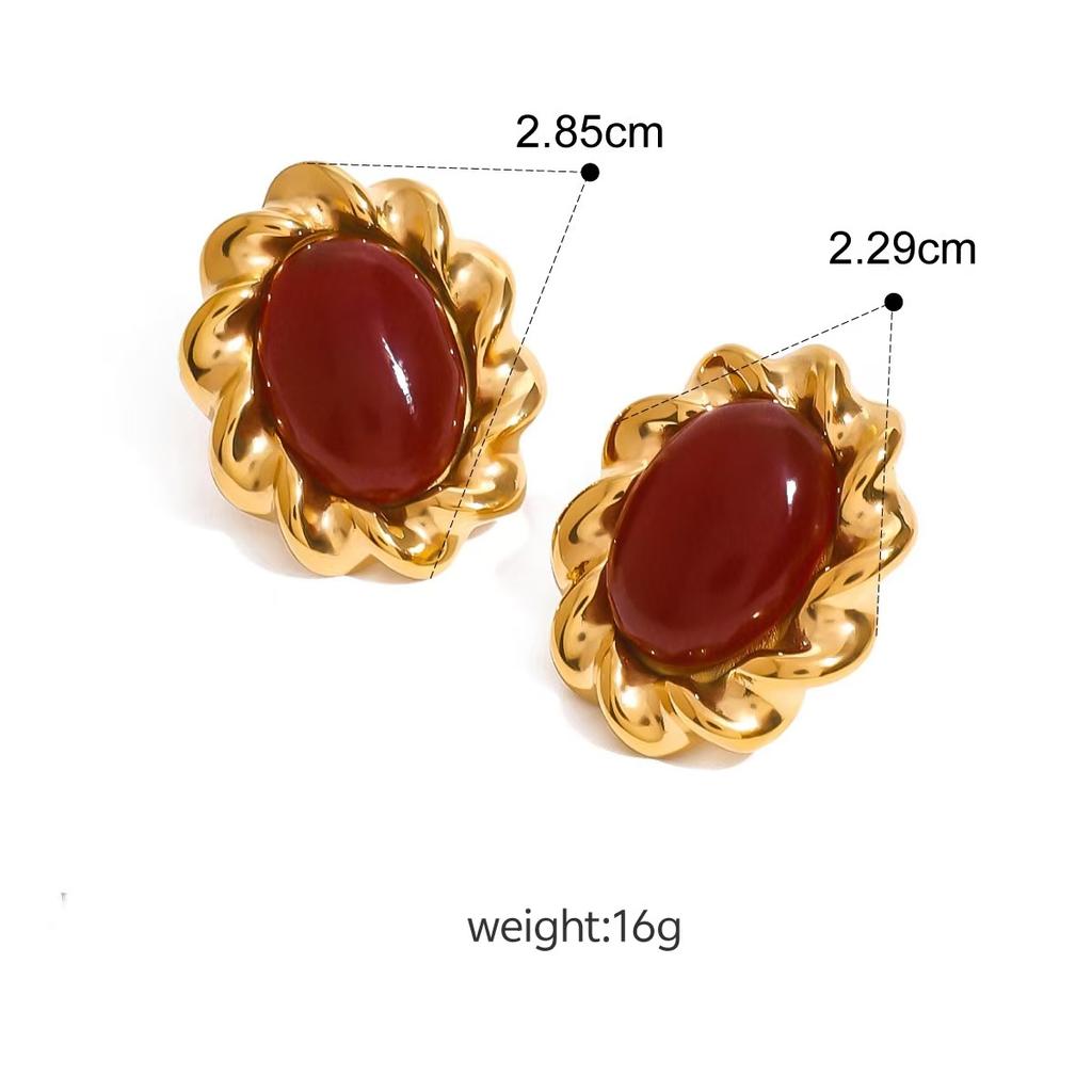 European and American Stud Earrings, High-end Exaggerated Niche Medieval Earrings, Titanium Steel 18K Gold Ear Jewelry