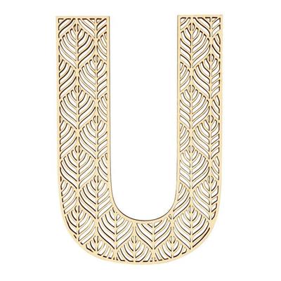 Wall Decoration - MÉGACRÉA - Letter U In Wood - Giant Alphabet 24 Cm - Solid Wood - Handmade