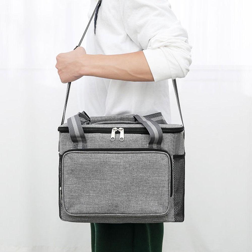 Handheld Insulated Cooler Bag Oxford Cloth Cooler Lunch Box Durable Thermal Lunch Bag  Camping