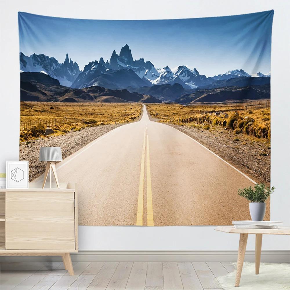 Forrest Highway Landscape Print Pattern Tapestry Home Decor Bedroom Wall Background Cloth Hanging Cloth 230x180 Cm
