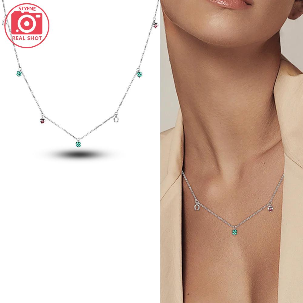 Authentic Purple Iris Flower Necklaces Sunflower Fourleaf Shamrock Pendant copper Necklaces Women Jewellery Fine Anniversary Gift