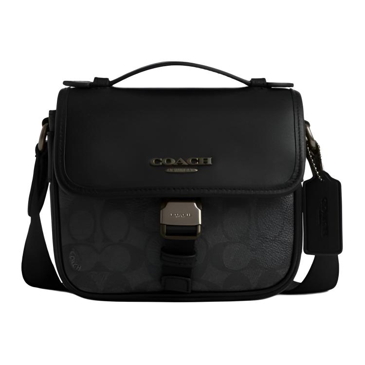Coach Racer 17 Classic Logo Leather Crossbody Handbag Small Women handbag Charcoal CBG13-QBMI5 Basic Set (Bag+Dust Bag)