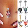 Little Devil Belly Button Rings Cute Heart Zircon Navel Belly Piercing Ring For Women Sexy Surgical Steel Body Jewelry Earrings