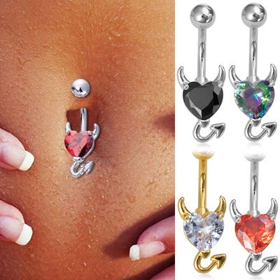 Kleiner Teufel Bauchnabelringe Süßes Herz Zirkon Nabel Bauchnabelpiercing Ring Für Frauen Sexy Chirurgenstahl Körperschmuck Ohrringe
