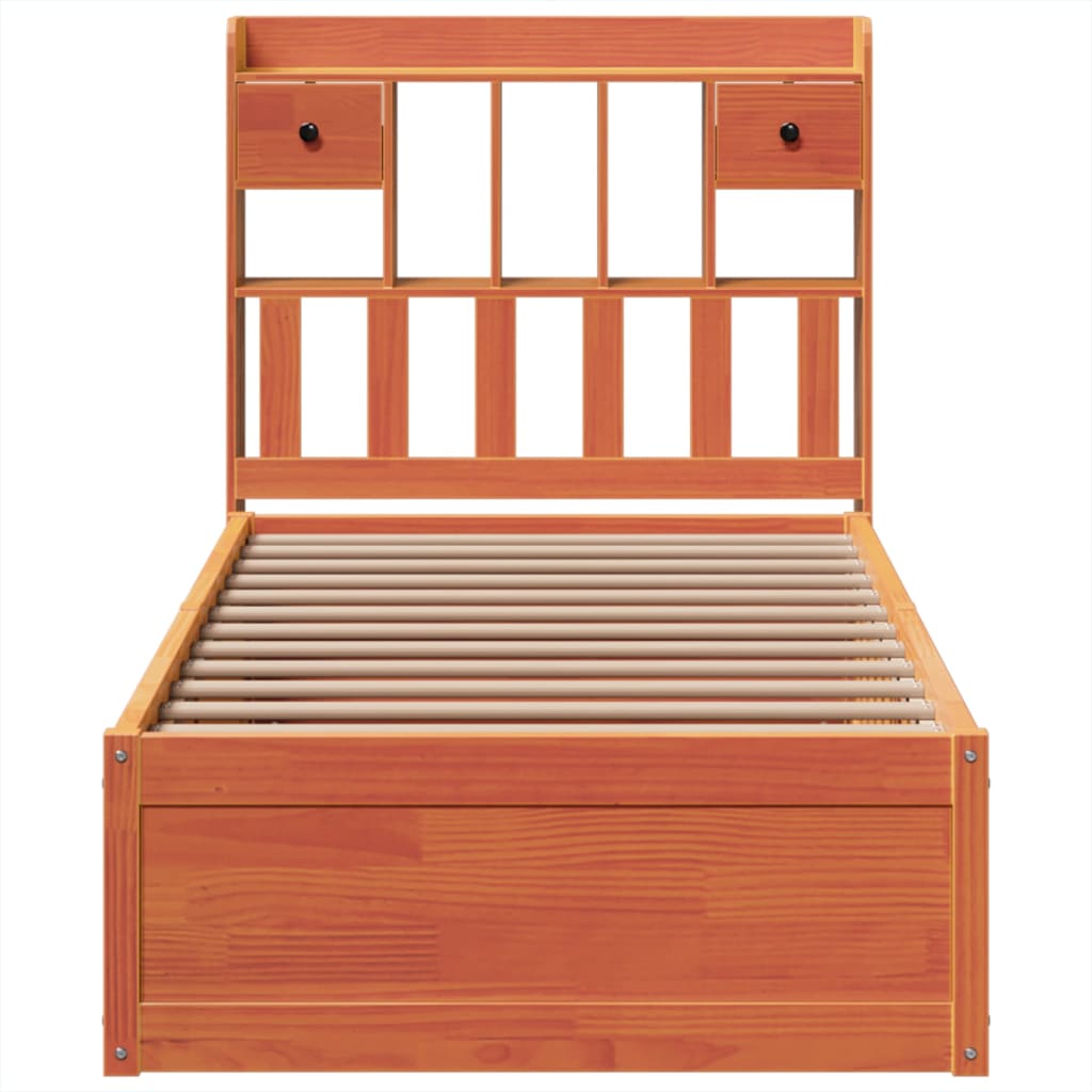 Solid Wood Bed without Mattress Wax Brown 75 x 190 cm Pine Wood