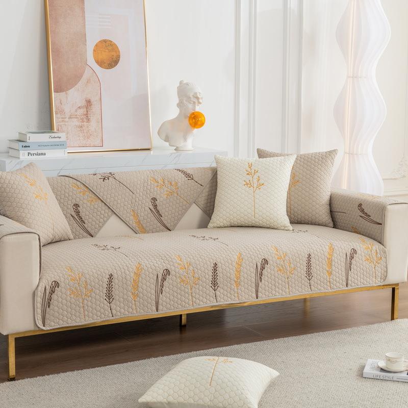 

Pure Cotton Embroidered Sofa Cushion Universal In All Seasons, Cotton Fabric Non-Slip Seat Cushion Cover Cloth, Simple Modern Sofa Cover Towel 70*70cm