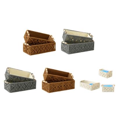 Multipurpose Sturdy Cotton Weave Storage Box Accessory for Tissues and Remote Controls Stylish Home Decoration