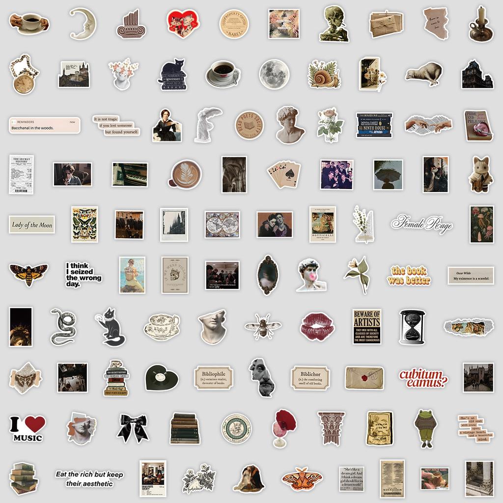 100 Vintage Palace Series Graffiti Stickers for DIY Stationery, Water Cups, Skateboards, Waterproof Decorative Stickers