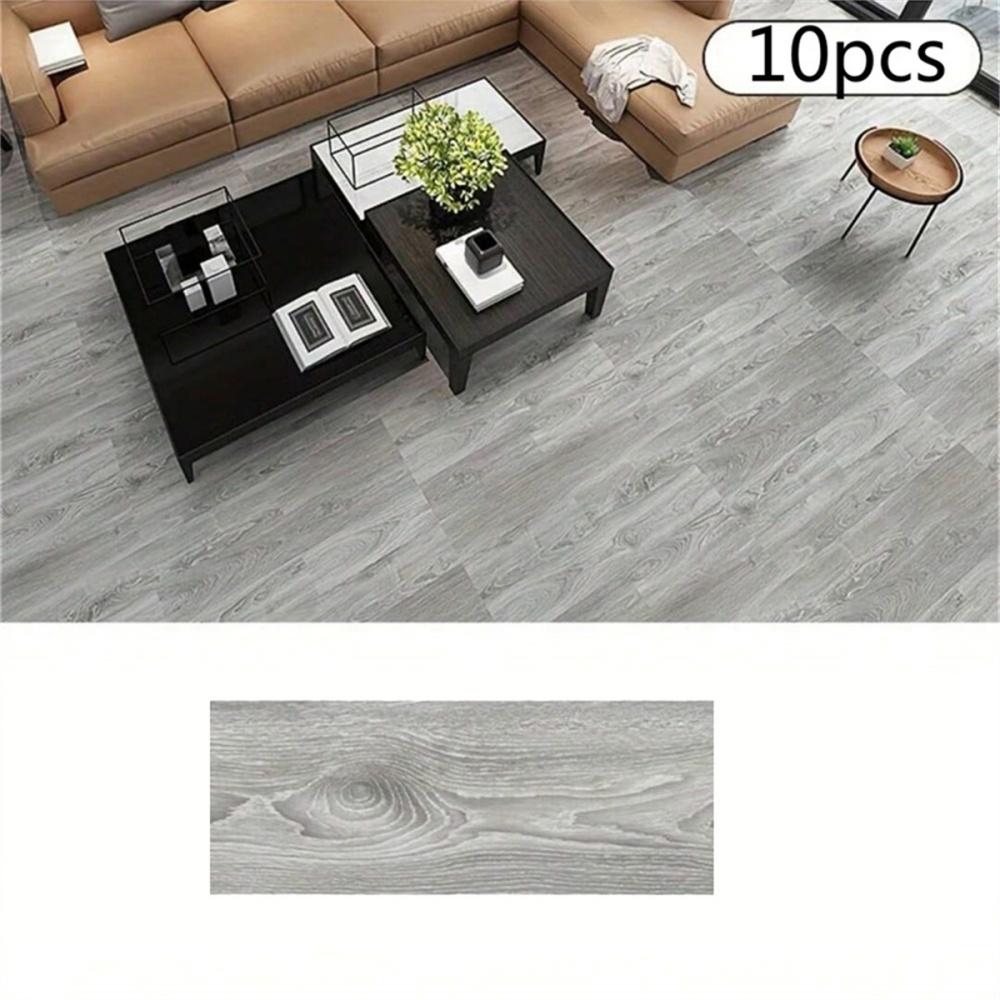 10pc Self-adhesive Wood Grain Floor Wall Sticker Modern Style PVC Living Room Toilet Kitchen Home Floor Decor Waterproof Sticker
