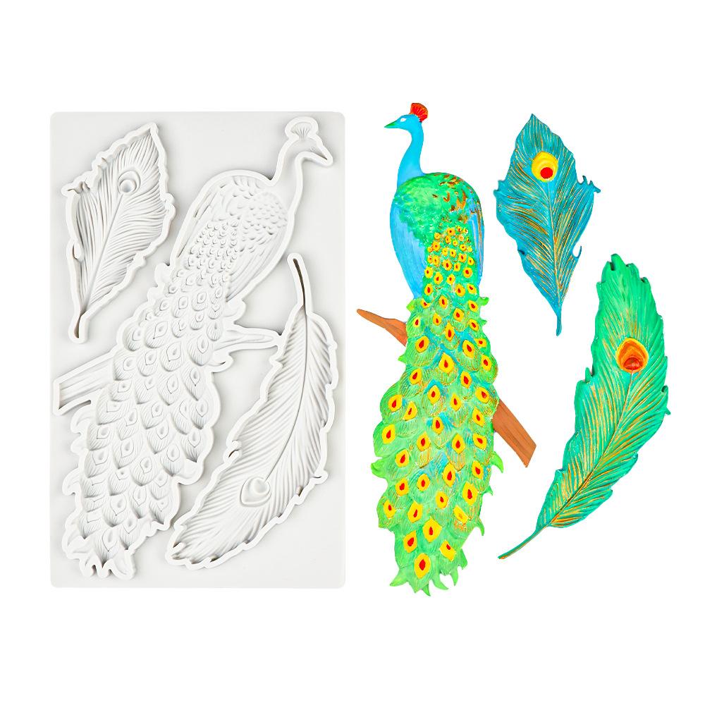 Feather Turtle Maple Back Leaf Peacock Shaped Silicone Mold for Baking Cakes Chocolate and Home Decor Mould