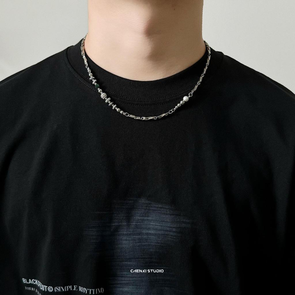 Men's Hip-Hop Stainless Steel Clavicle Necklace - Non-Fading, High-End Design
