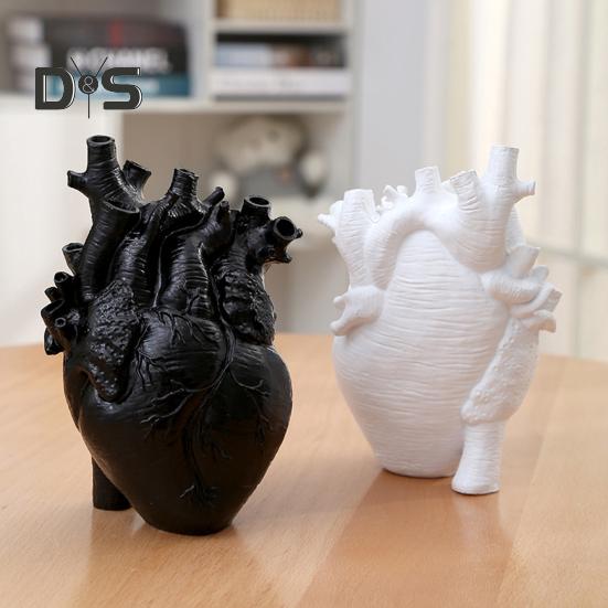 Herzförmige Blumenvase, menschliche Herzorgelform, Kunstharzvase, Tischdekor, Blumenhalter für Zuhause, Büro, Schreibtisch, Wohnzimmer