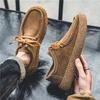 Fashion Loafers for Men's Suede Leather Casual Shoes Lace-up Men Light Comfortable Driving Flats Mens Outdoor Oxfords Shoes