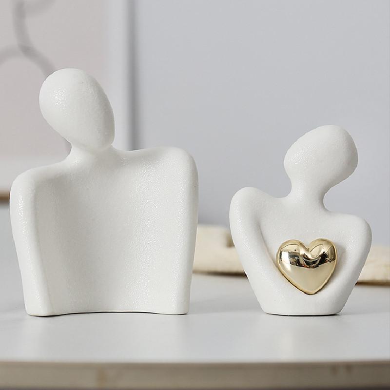 Heart Ceramic Love Sculpture For Wedding Gift And Home Decor