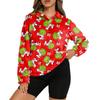 Women's Stand Collar Pullover Long Sleeve Top Christmas Print Sports Top