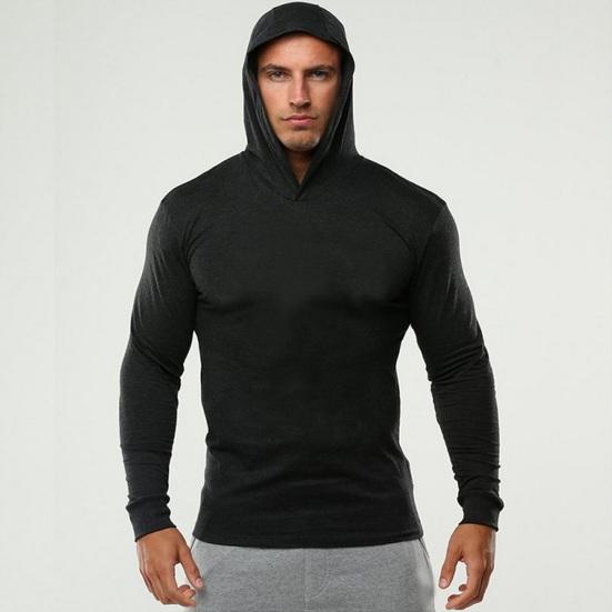 Muži Mikina s kapucí Dlouhé rukávy Jednobarevné Ležérní Slim Fit Měkká Bavlna Prodyšná Podzim Cvičení Muži Fitness Top Mikina s kapucí Sportovní oblečení