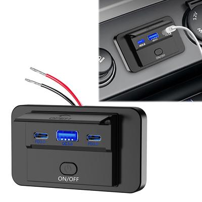 12-24V PD Type C USB Ports Quick Charger with Switch PD3.0+QC3.0+PD3.0 Quick Charge Type C USB Outlet Panel Adapter Power Outlet