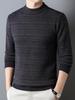 Men's 100% Pure Cashmere Thickened Fleece-Lined Winter Sweater - Solid Color, Round Neck, for Middle-Aged.