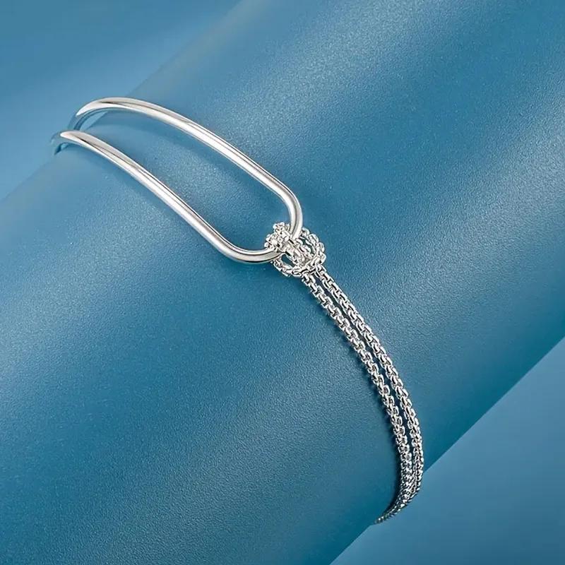 Luxury 925 Silver Double Layer Chain knotted Bracelet for Woman Minimalist Geometric Collage Bracelet Women's Jewelry