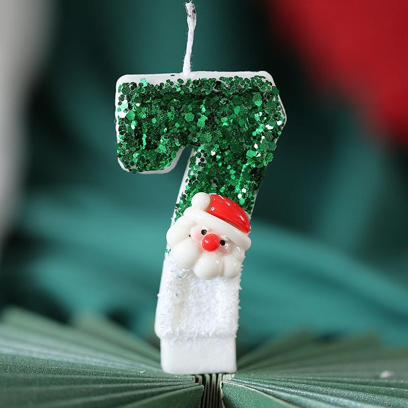 Christmas Happy Birthday Candles for Cake Decorating Supplies Unscented Number Candles Cake Topper Decorations