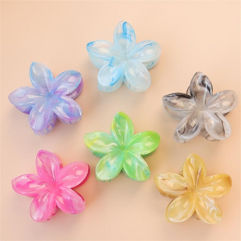 Pince à cheveux en forme de fleur Résine Texture marbre Couleur dégradée pour Mariages et Fêtes Usage quotidien Accessoires pour cheveux