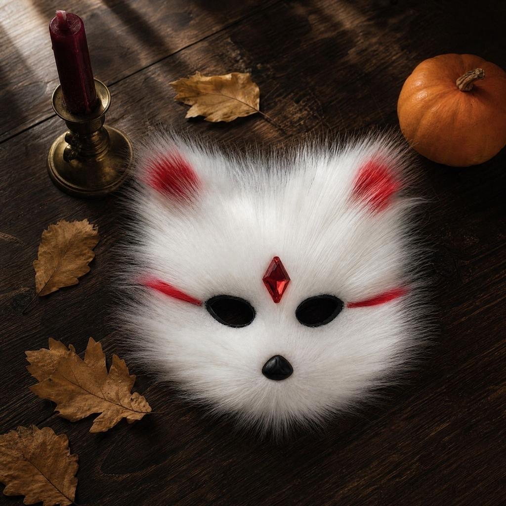 Plüsch-Halbmaske mit Juwelen für Halloween-Maskenball-Kostüm