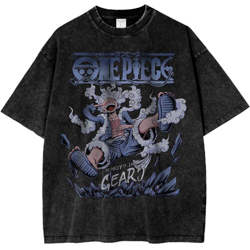 

ONE PIECE Манки Д Луффи Гир Футболка Аниме Ретро Футболка Луффи Саурон Дизайнерский Иллюстрационный Узор Уличный Спорт Лето S
