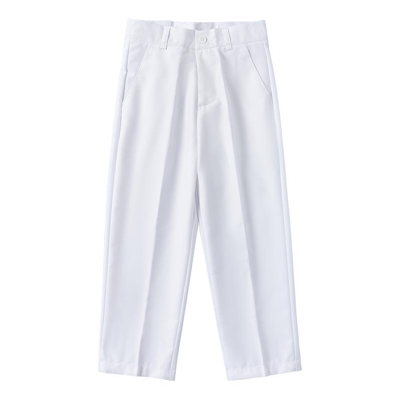 White Boys' Summer Dress Trousers for Elementary Students