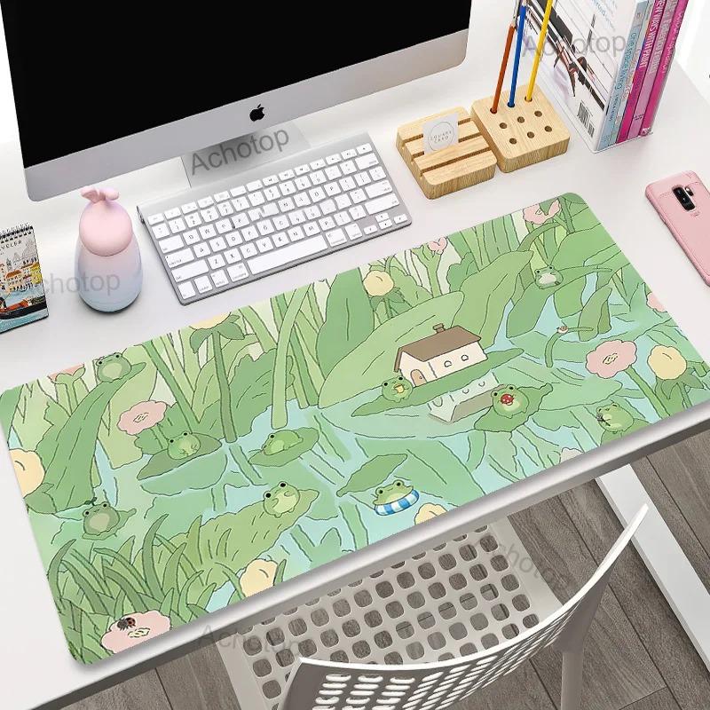 Green Plant Large Area Mousepad Gaming XXL Mouse Pad Size Office Long Table Mat Kawaii Desk Teen Girls Bedroom Laptop Carpet