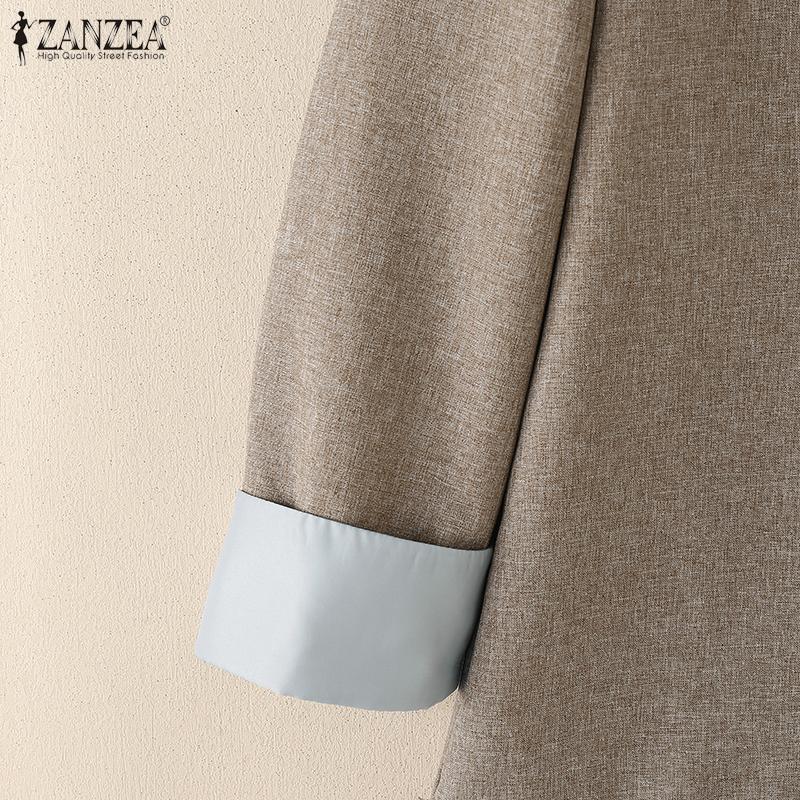 ZANZEA Womens Casual Notched Lapel Loose Long Sleeve Cardigan Thin Outwear