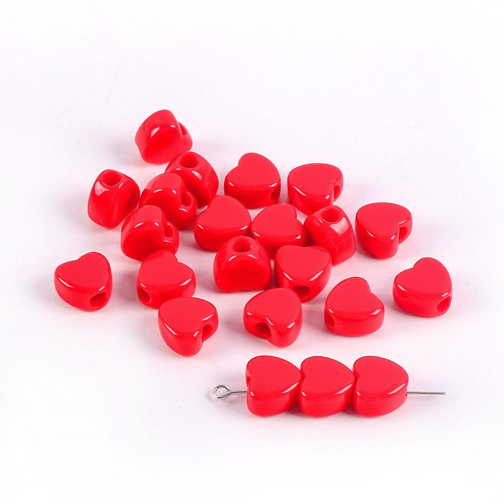 Acrylic Large Hole Beaded Solid Color Beads Love Beads Loose Beads Peach Heart Handmade Diy Necklace Mobile Phone Chain Accessories