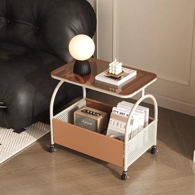 Rotatable Coffee Table Trolley: Snack & Tea Storage Rack for Living Room, Bedroom, or Bedside.