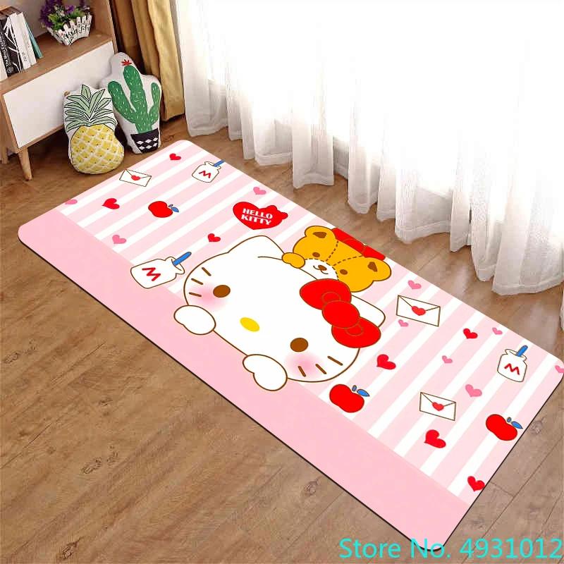 Anime Cartoon Kawaii Hello Kitty Rug Carpet Living Room Bedroom Bedside Decoration Soft Baby Kids Children Anti Slip Floor Mat