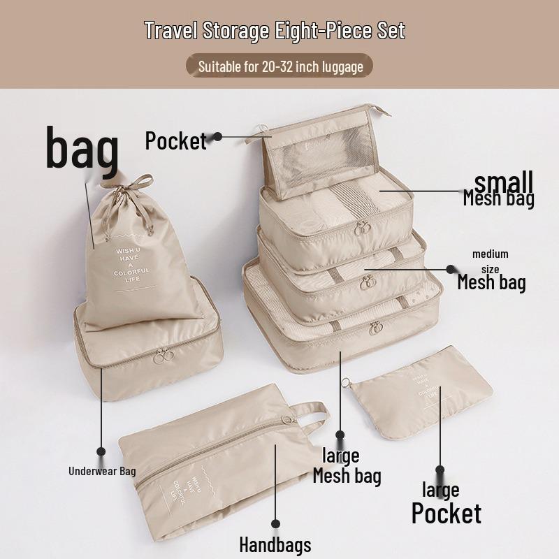 6-8 Piece Travel Storage and Organizer Bag Set for Clothes and Underwear