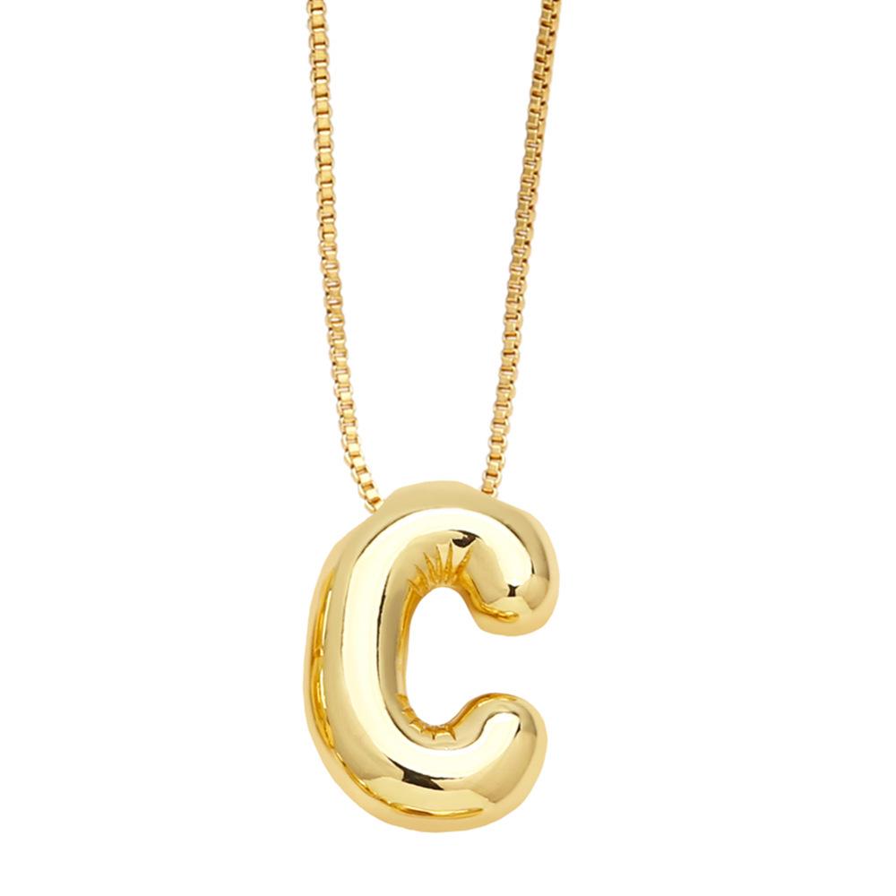 18K Gold-Plated Smooth Letter Pendant Necklace - Unique & Versatile Design