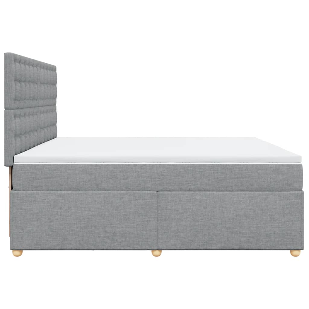 Box Spring Bed with Mattress Light Grey 200 x 200 cm Fabric