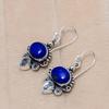 Handmade Lapis Lazuli Gemstone Earring 925 Sterling Silver Jewelry Gift For Love Once