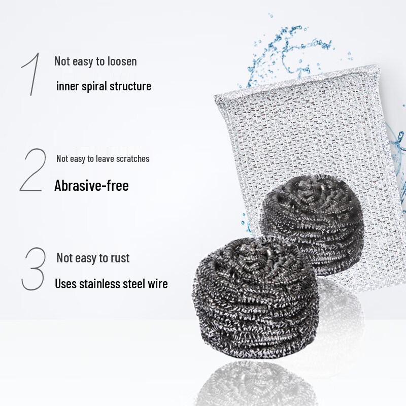 Boyido Stainless Steel Spiral Scourers with Scouring Pad
