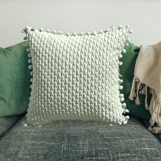 Pouzdro na polštář Stylový měkký jednobarevný povlak na polštář 45x45 cm Pouzdro na polštář v severském stylu se střapcem Kulový povlak na polštář Potřeby pro domácnost
