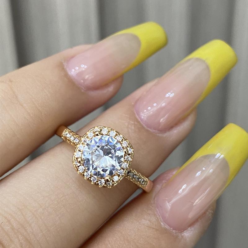 Hot Gold Plated Imitation Moissanite Square Bag Ring Design Ring