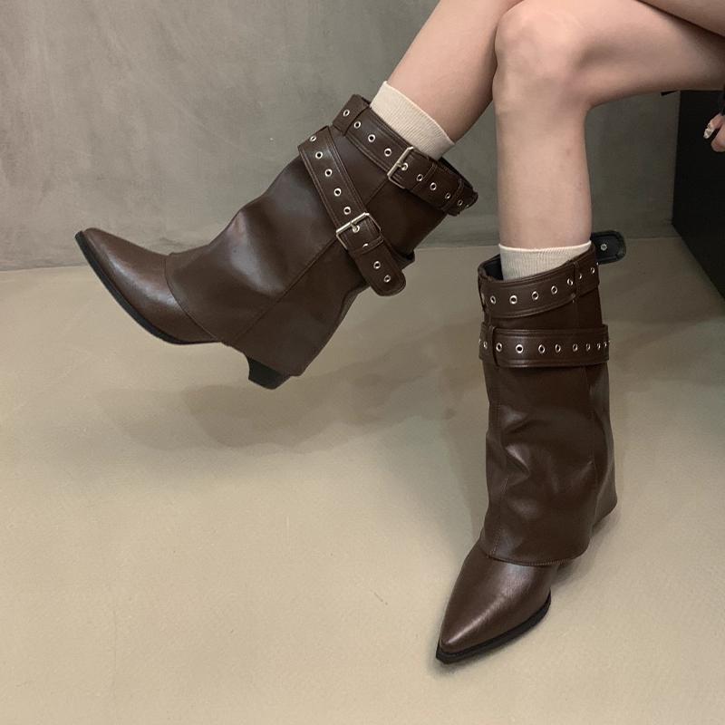 Pointed Toe Women Ankle Boots Suede High Heels Designer Shoes Dress Pumps Woman Botas 2025 Winter Chelsea Boots Mujer