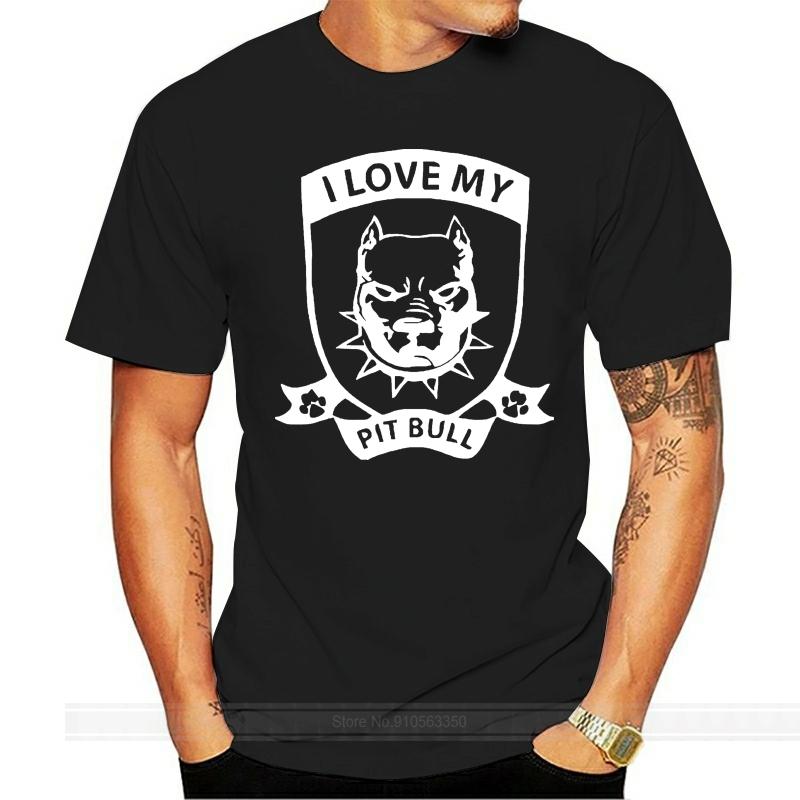 Summer  Cotton Printed Pure Cotton Men's I Love My Pit bull Youth Round Collar o-neck T-Shirts