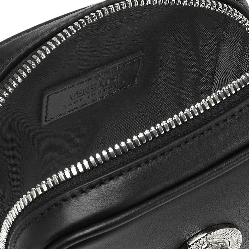 Versace Medusa Biggie Series Classic Medusa Logo Leather Phone Bag Men Shoulder Bag Black 1006192-1A03190-1B00P