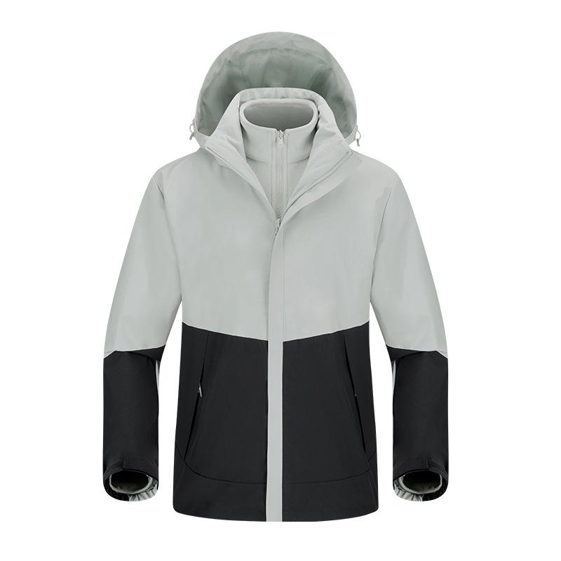 Silver Fox Velvet Liner Three-in-one Jacket for Men and Women Outdoor Windproof Waterproof Camping Warm Two-piece Jacket