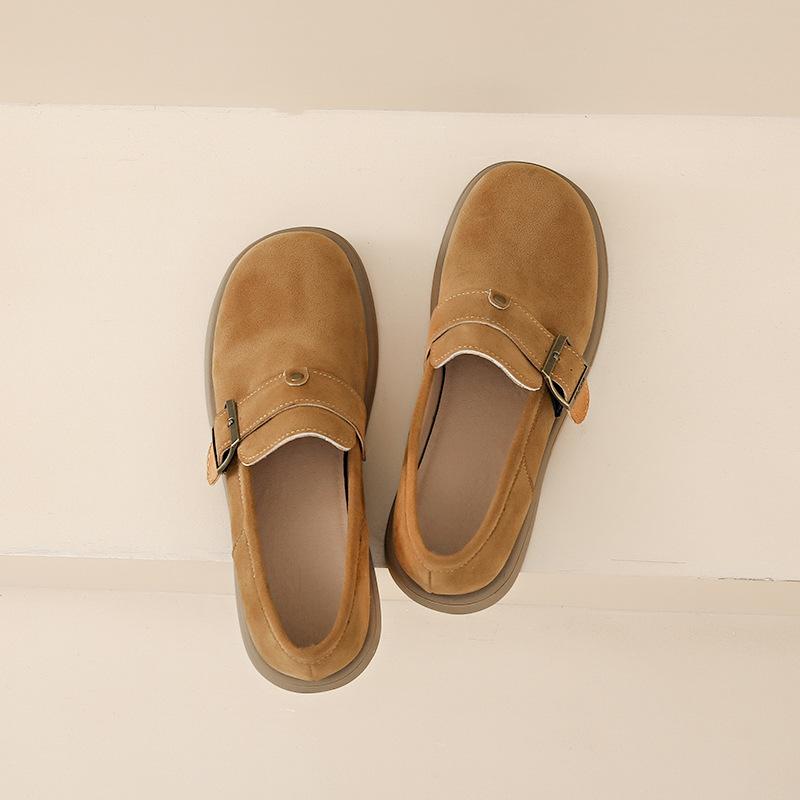

Retro Mori shallow mouth metal buckle flat-soled single shoes 2025 new autumn one-pedal Mary Jane shoes Doudou shoes 35