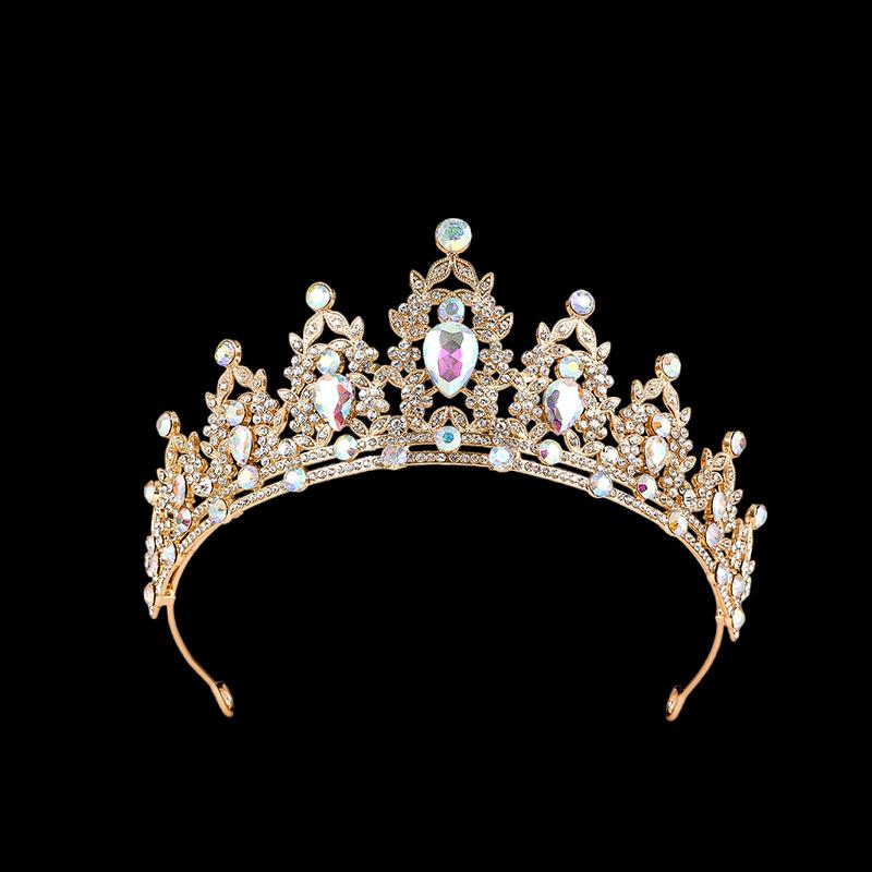 Wedding and Birthday Headband Leaf Inlaid with Rhinestone Crystals Colorful Princess Bridal Accessories