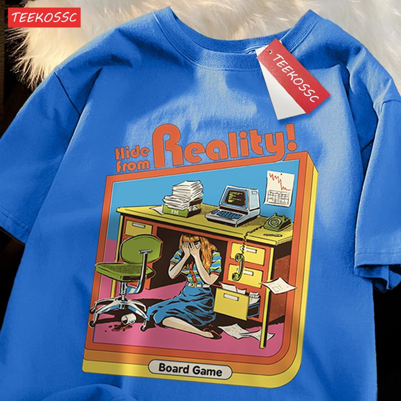 

Спрячься от реальности Настольная игра Печать Футболки Мужчины Женщины Мода Свободная Хлопковая футболка Мягкая Летняя Повседневная Футболка Оверсайз Пара XS